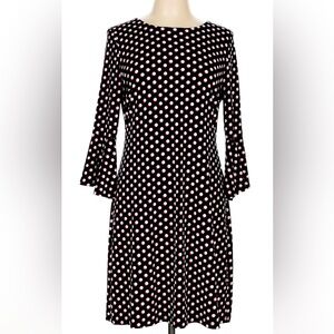 Tommy Hilfiger black white polka dot flare sleeve dress size 6